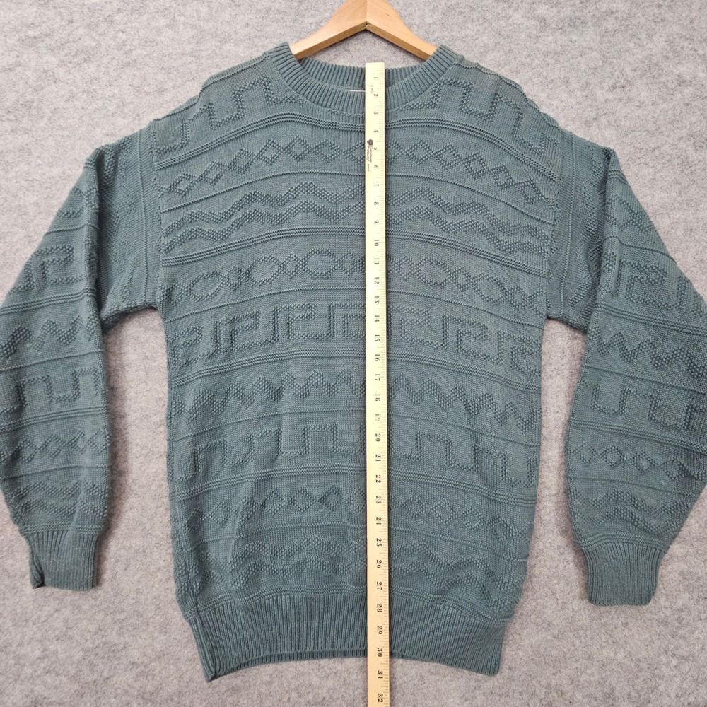 Windsor Shirt Company Men's Green Sweater‎ Size M 100% Cotton Geometric Textured - Picture 7 of 9